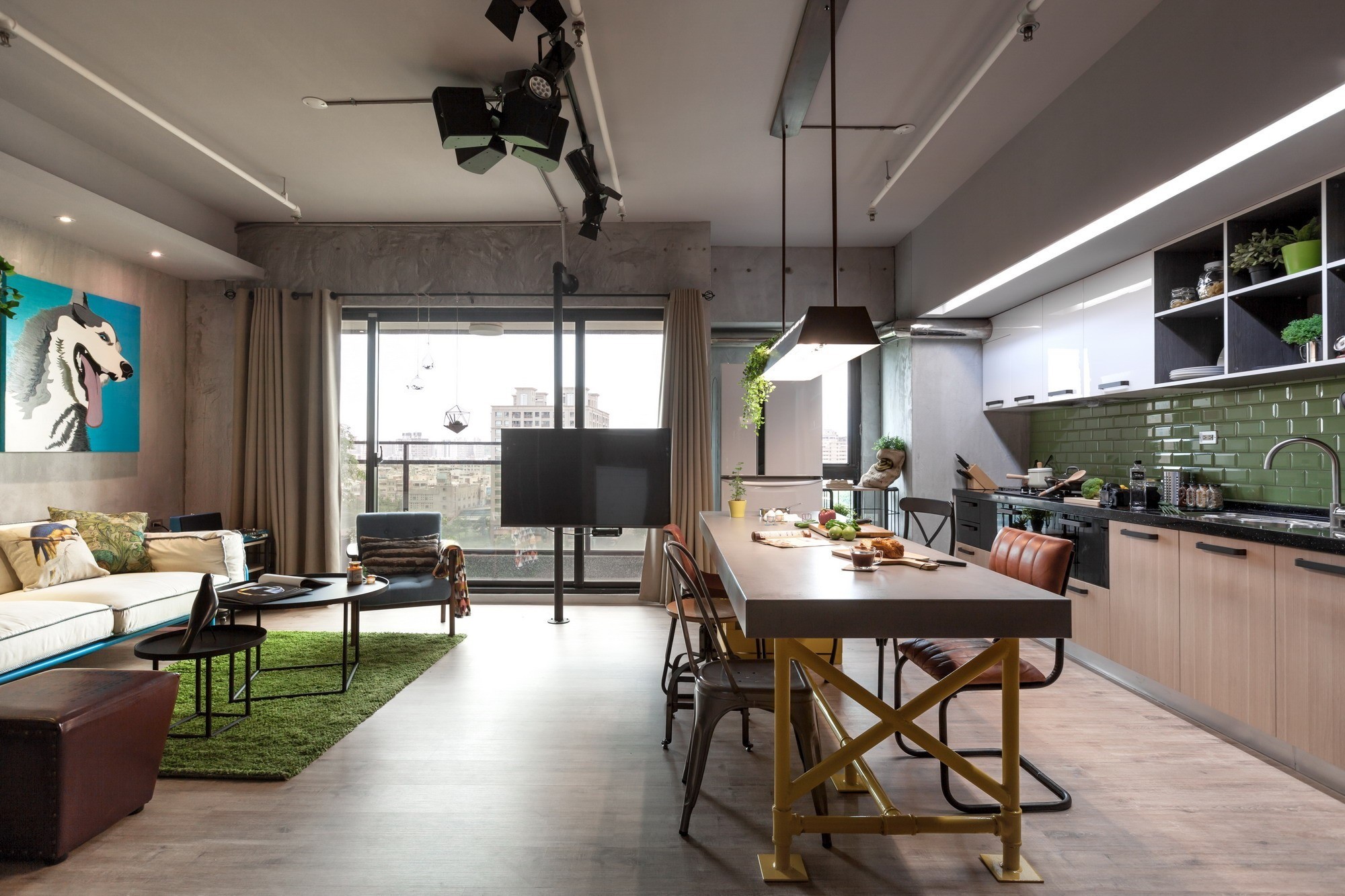 kitchen with living room loft