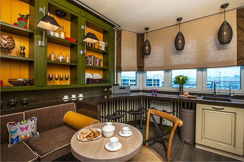 kitchen with bay window design photo