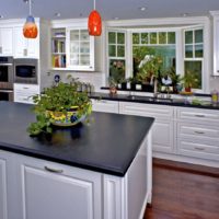 kitchen with bay window photo