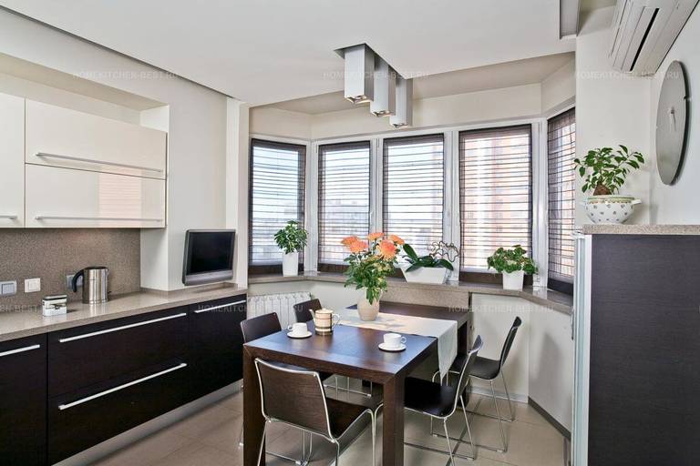 kitchen with bay window photo