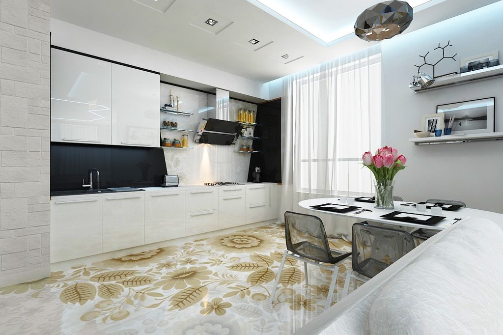 bulk floor in a modernist kitchen