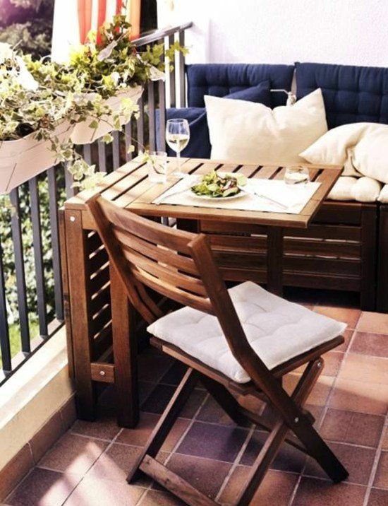 folding table on the balcony