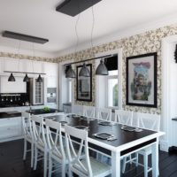 practical kitchen dining room living room in a private house