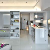 the idea of ​​an unusual studio style 20 sq.m photo