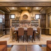 variant of the bright interior of the kitchen in a rustic style photo