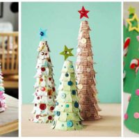 Idea untuk membuat pokok Krismas yang luar biasa dari foto kadbod do-it-yourself