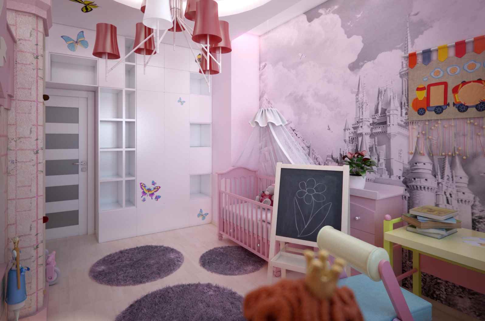 An example of a beautiful interior of a children's room for a girl