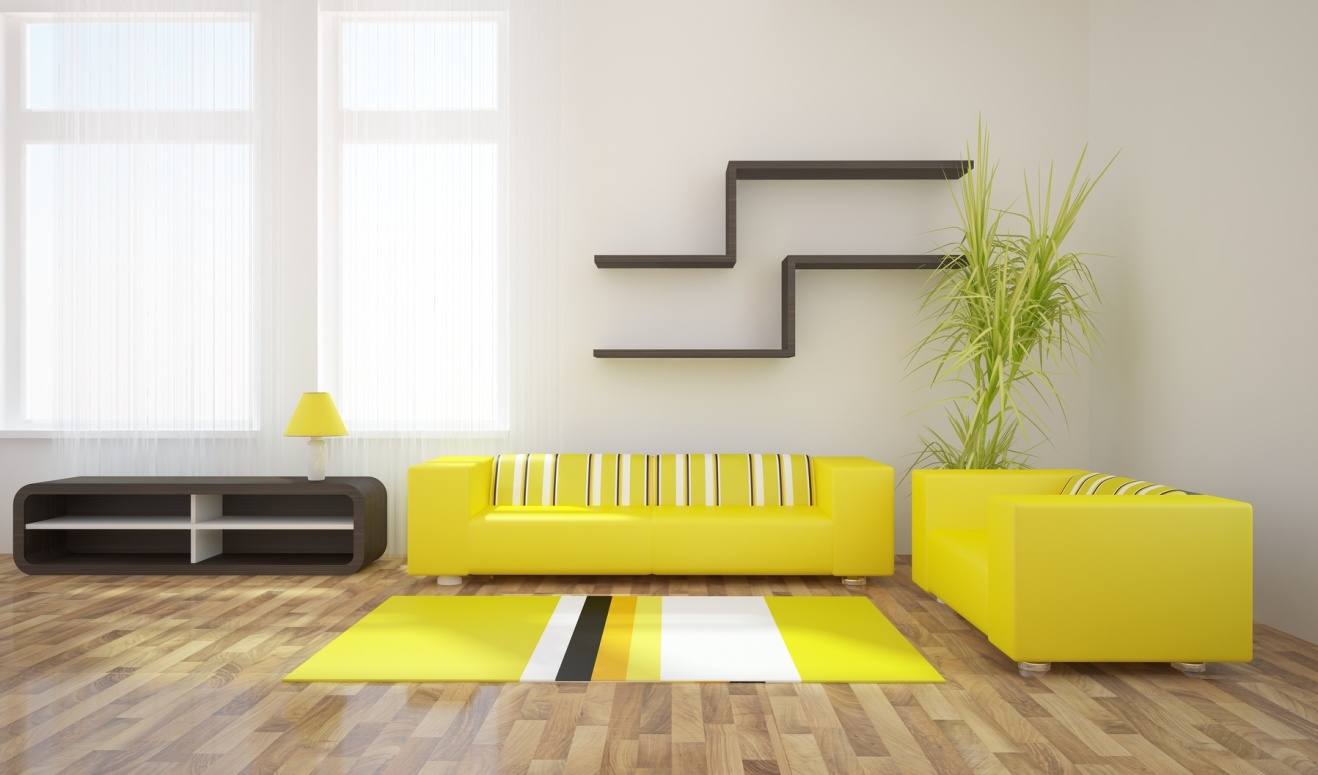 the option of using an unusual yellow color in the interior of the apartment