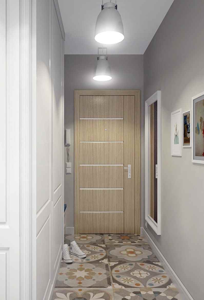 an example of a bright decor of a small hallway