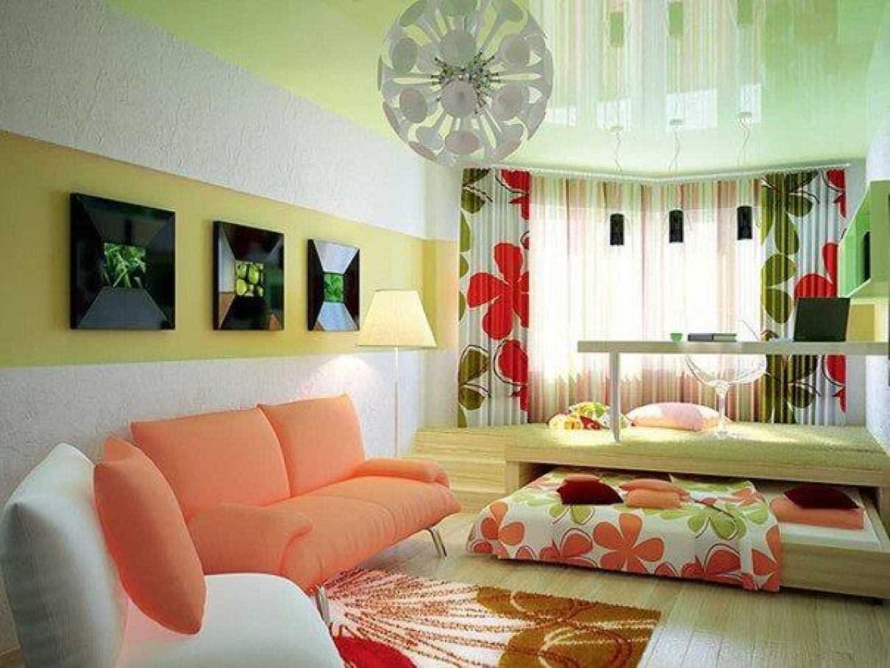 the idea of ​​a beautiful interior living room bedroom