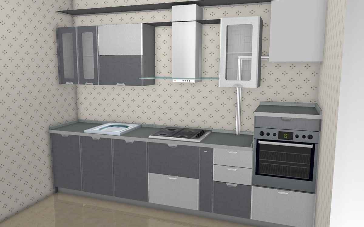 version of a light kitchen design with a gas column