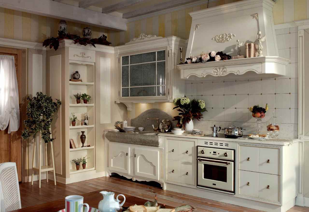 The idea of ​​a bright kitchen design in a country house