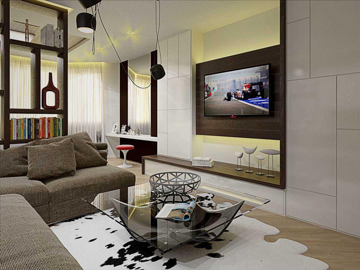 idea of ​​a light decor for the living room bedroom