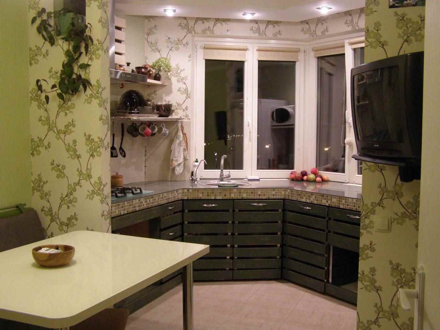 idea dapur dalaman yang cerah dari 13 sq.m