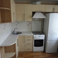 variant of the unusual interior of the kitchen with a gas column picture