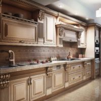 version of the bright interior of the kitchen in a classic style photo