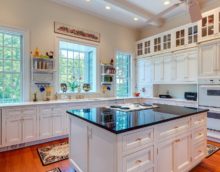 kitchen design with a large window