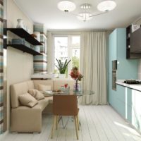 light turquoise kitchen design with window