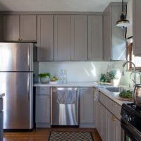 kitchen design with gray suite window