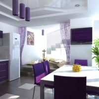 kitchen design with a window in lilac color