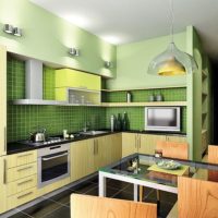 kitchen design 6 sq m in green