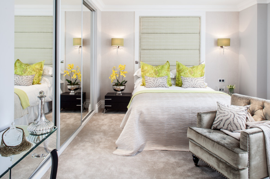 wardrobe with mirrors in the bedroom