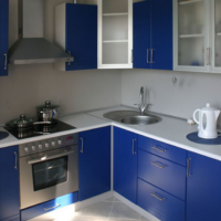 kitchen design 6 sq m blue set