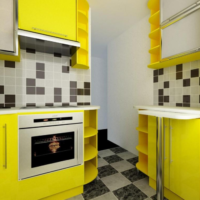 yellow tones in the design of the kitchen 6 sq m