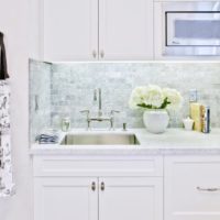 white tile design in the kitchen