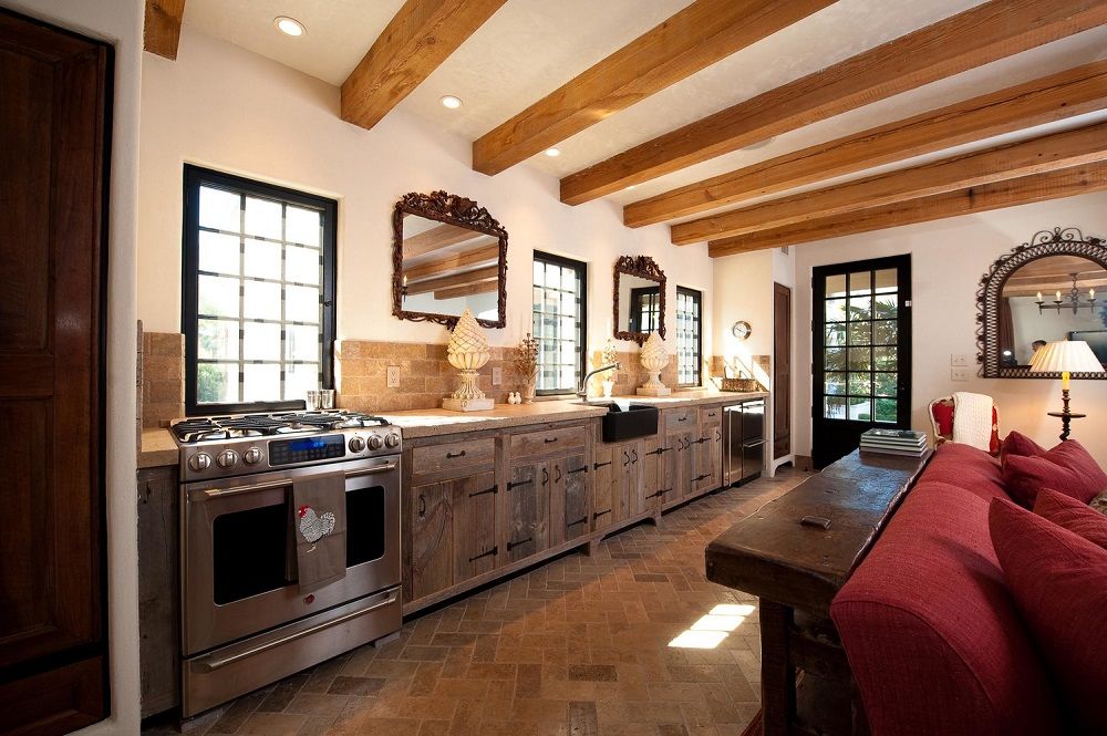 photo of kitchen without hanging cabinets