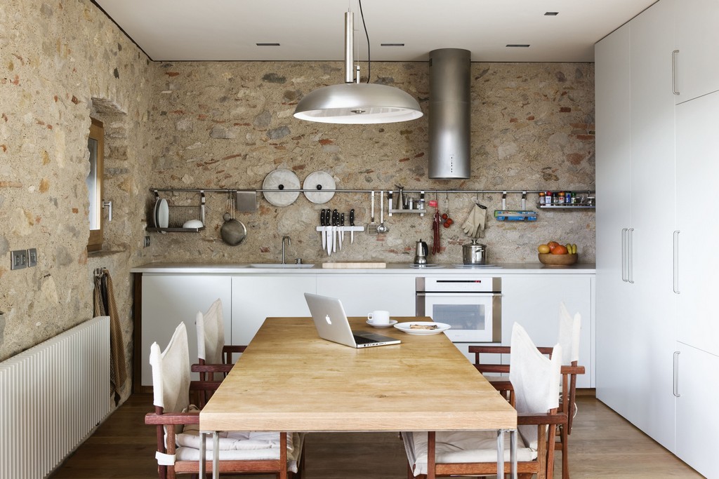 railing over the countertop in the kitchen