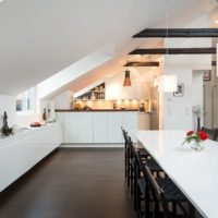 attic design in the house kitchen dining room