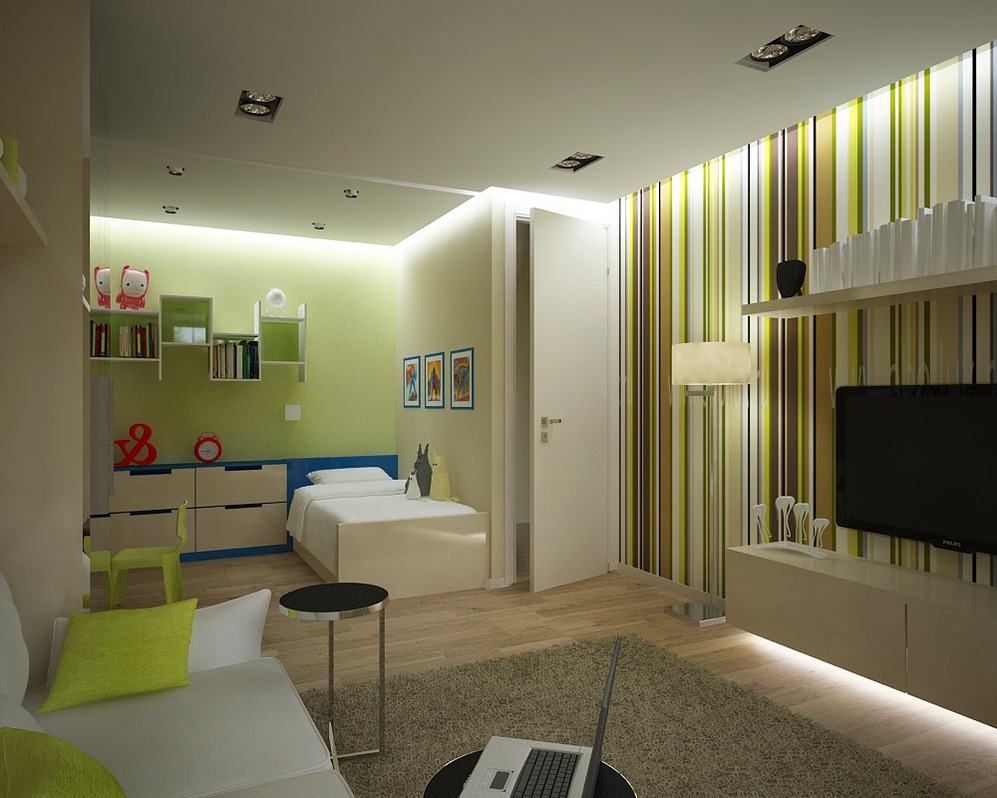 interior of a studio apartment for a family