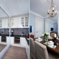 kitchen in Khrushchev with mirrors