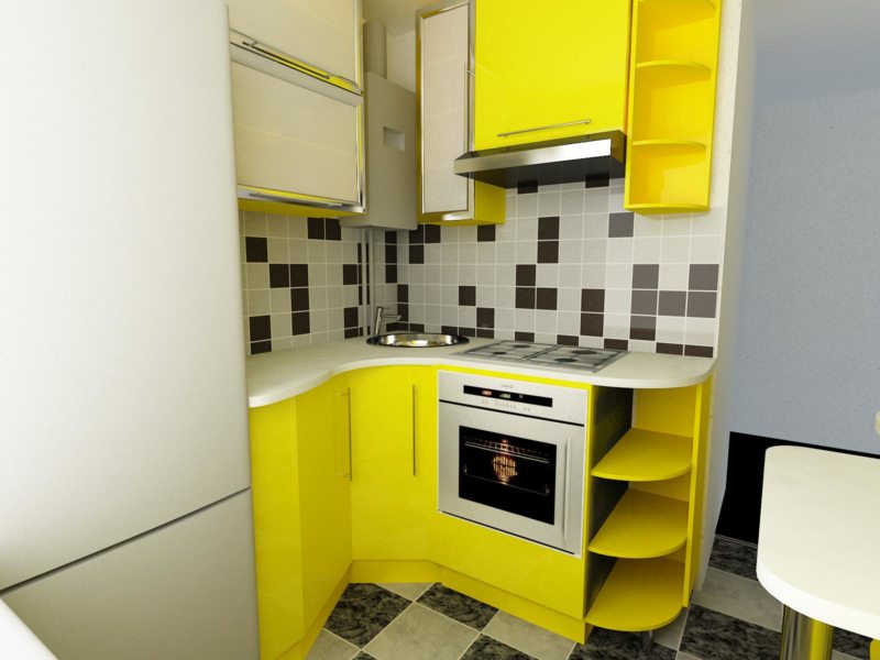 yellow kitchen set