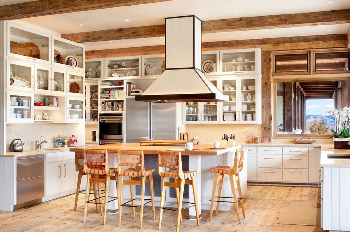 beams in a country kitchen