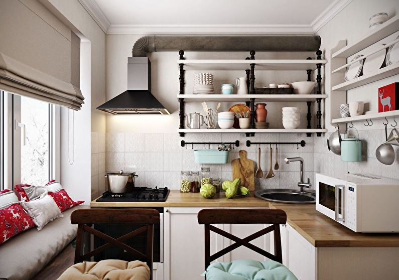 open shelves in the kitchen