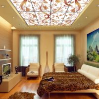 beveled ceiling design in the bedroom