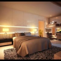 rectangular bedroom 16 sq m niche lighting