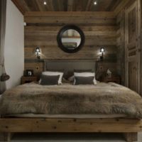 bedroom in a wooden house