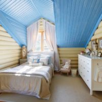 bedroom in a wooden house original interior