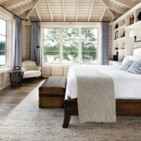 bedroom in a wooden house