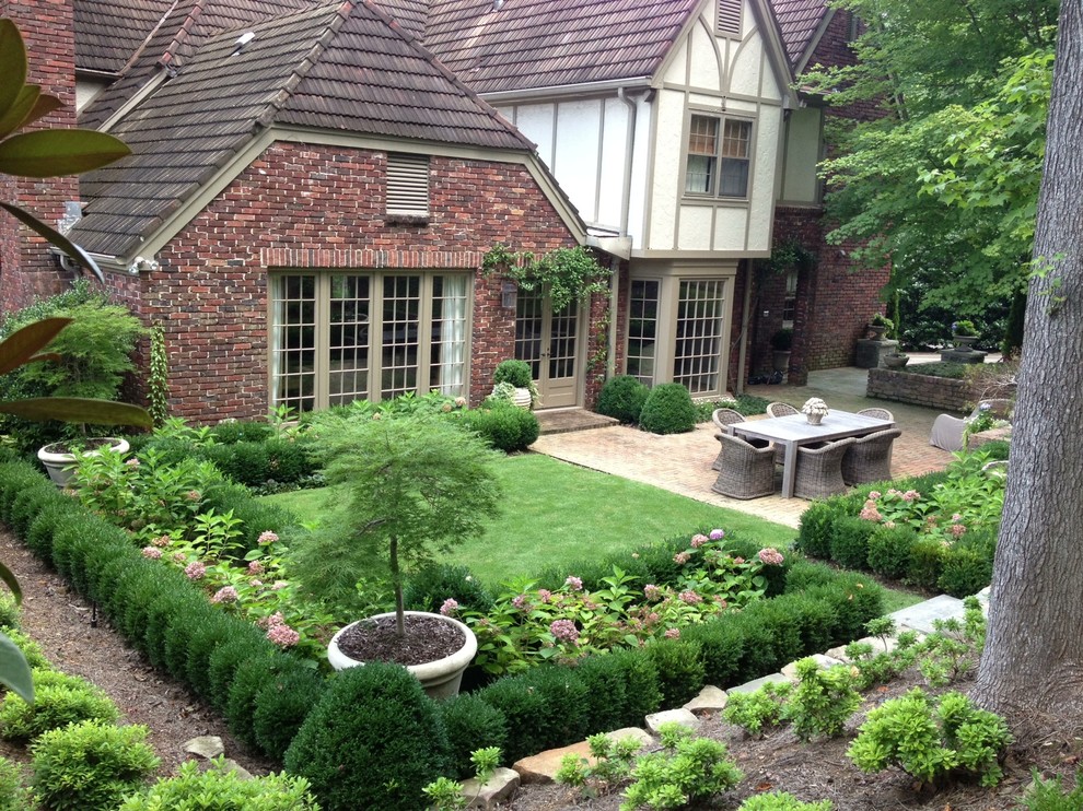 Flower bed near the house in the English style