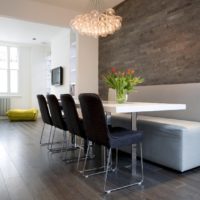 Original dining area with designer chairs