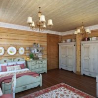 Wooden wall decoration in a country house