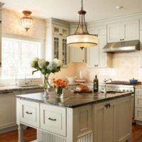 Kitchen island in a rustic country house