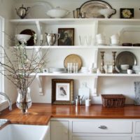 Open shelves with provence cooking utensils