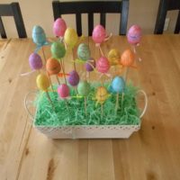 Colored eggs on Easter coasters