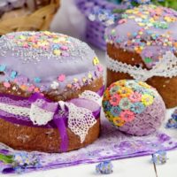 Easter cake on the festive table