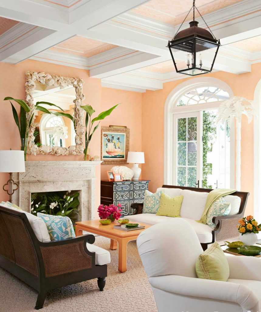 a combination of light peach color in the interior of the apartment